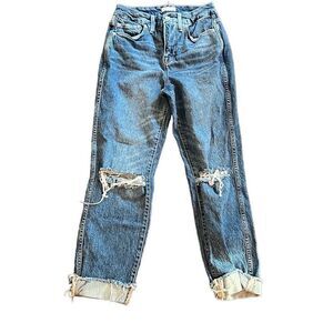 Good American raw hem high rise jeans